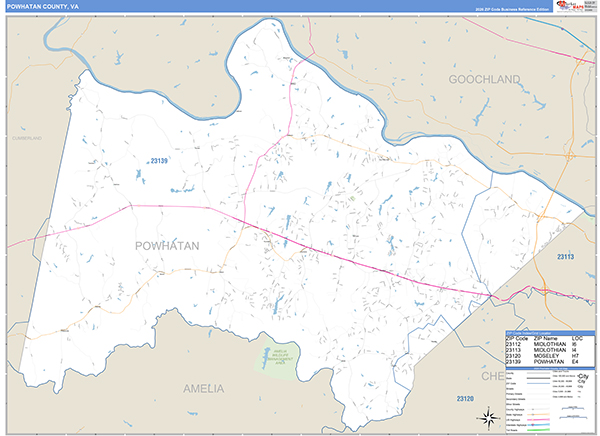 Powhatan County, VA Zip Code Map