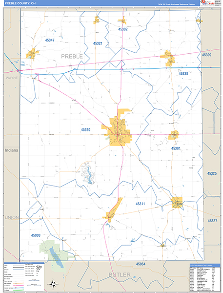 Preble County, OH Zip Code Map