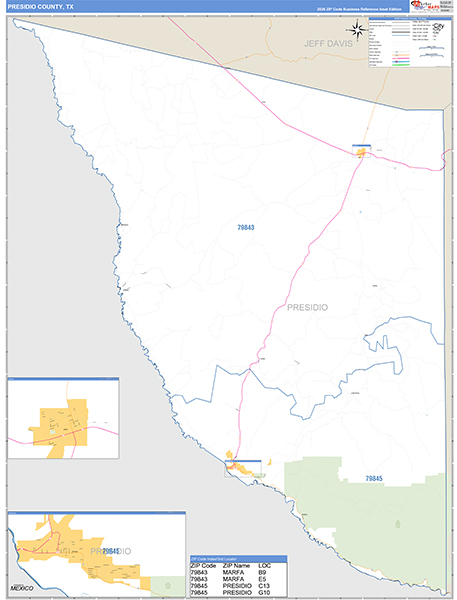 Presidio County, TX Zip Code Map