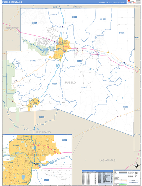 Pueblo County, CO Zip Code Map