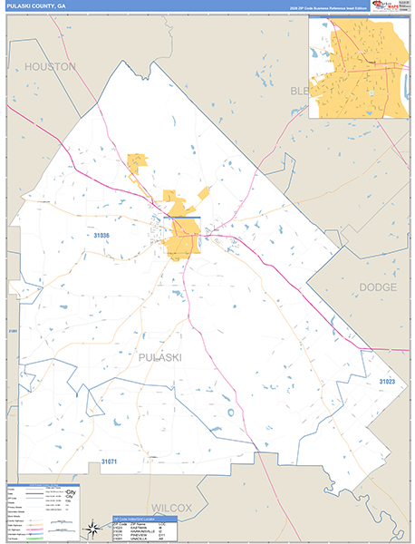 Pulaski County, GA Zip Code Map