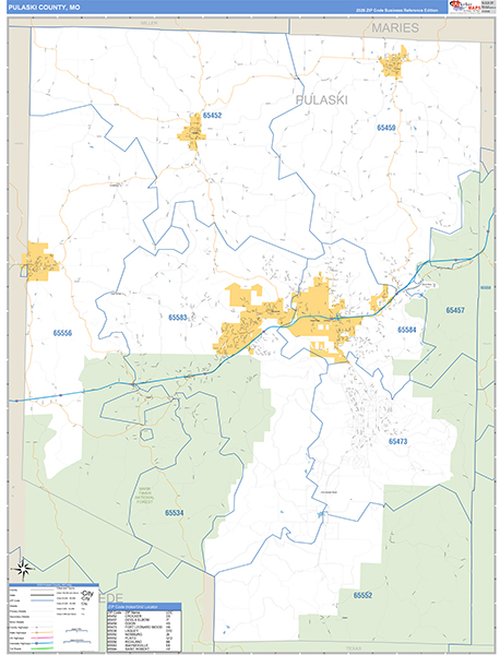 Pulaski County, MO Map Basic Style