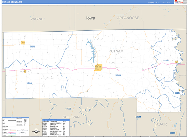 Putnam County, MO Zip Code Map
