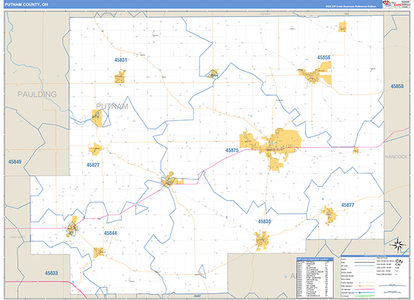 Putnam County, OH Zip Code Map