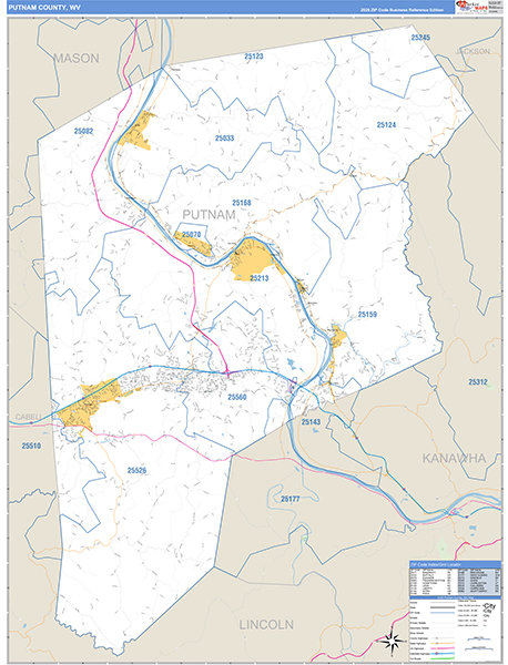 Putnam County, WV Zip Code Map