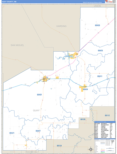 Quay County, NM Zip Code Map