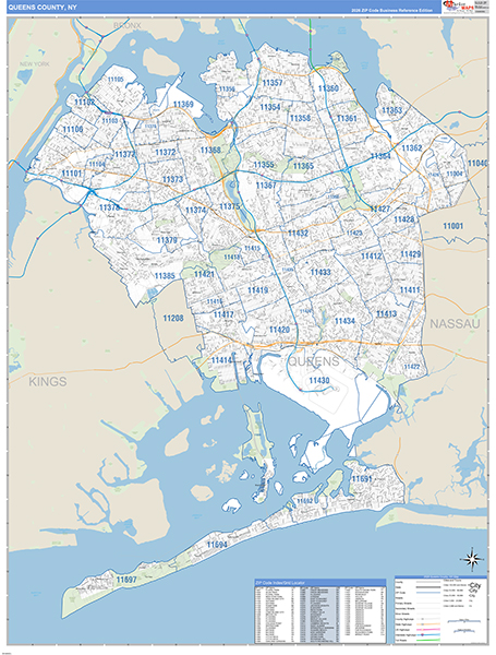 Queens County, NY Zip Code Map
