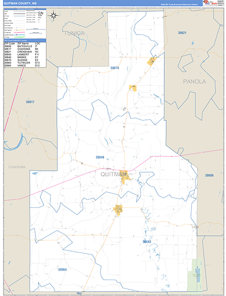Quitman County, MS Zip Code Map