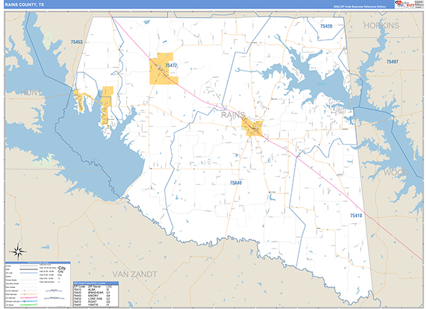Rains County, TX Zip Code Map