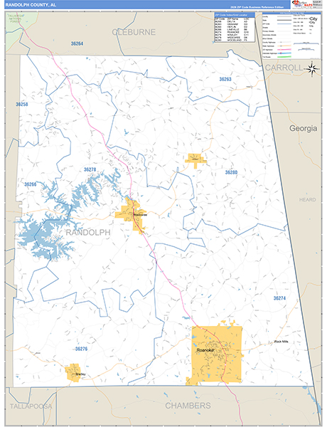 Randolph County, AL Zip Code Map