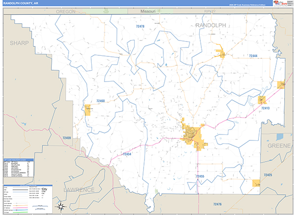 Randolph County, AR Zip Code Map
