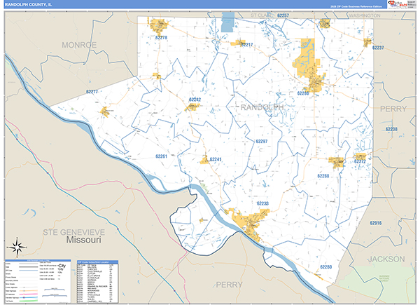 Randolph County, IL Zip Code Map