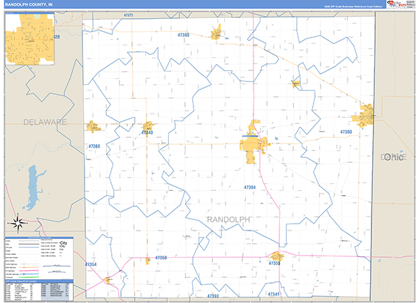 Randolph County, IN Zip Code Map
