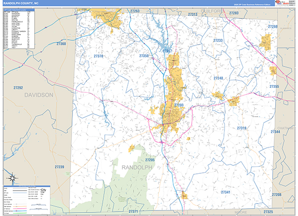 Randolph County, NC Zip Code Map