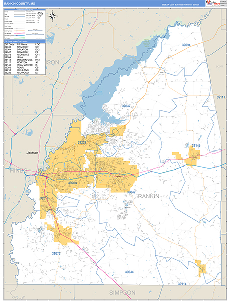 Rankin County, MS Zip Code Map