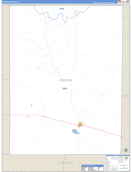 Reagan County, TX Zip Code Map
