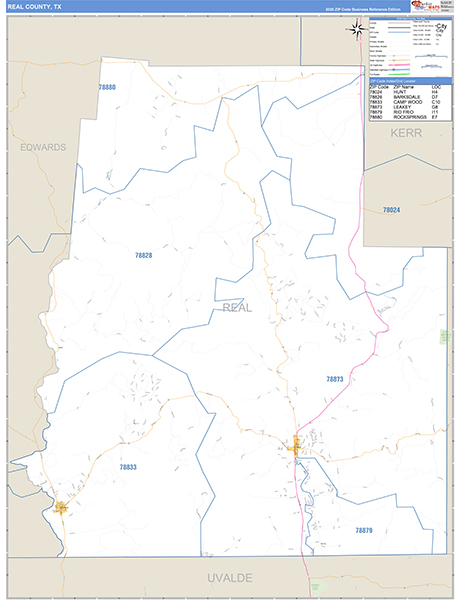 Real County, TX Zip Code Map