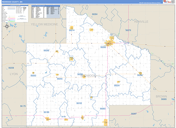 Redwood County, MN Zip Code Map