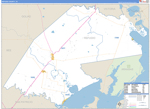 Refugio County, TX Zip Code Map