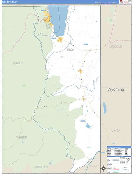Rich County, UT Zip Code Map