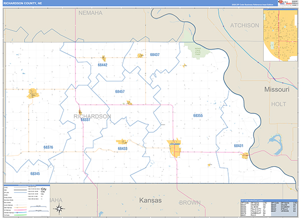 Richardson County, NE Zip Code Map