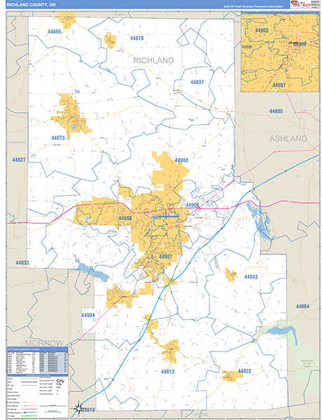 Richland County, OH Zip Code Map