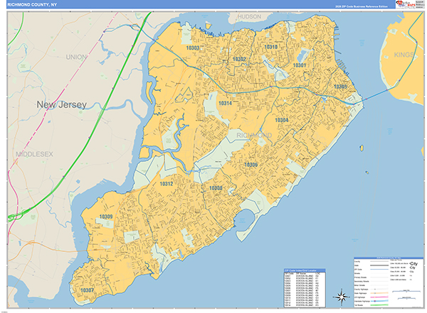 Richmond County, NY Zip Code Map