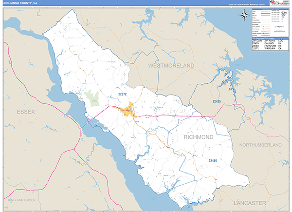 Richmond County, VA Zip Code Map