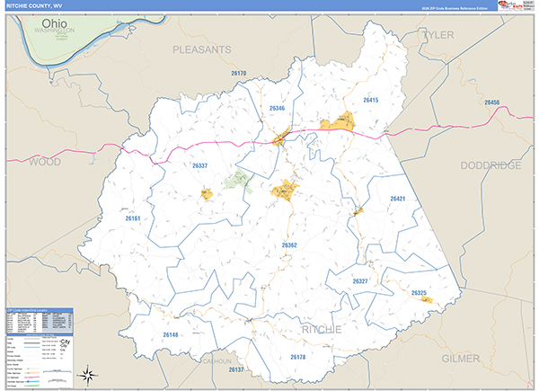 Ritchie County, WV Zip Code Map