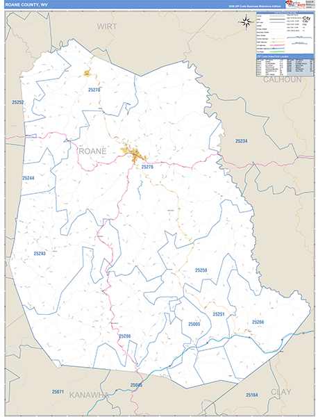 Roane County, WV Zip Code Map