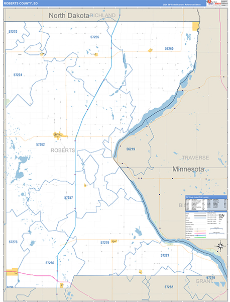 Roberts County, SD Carrier Route Wall Map