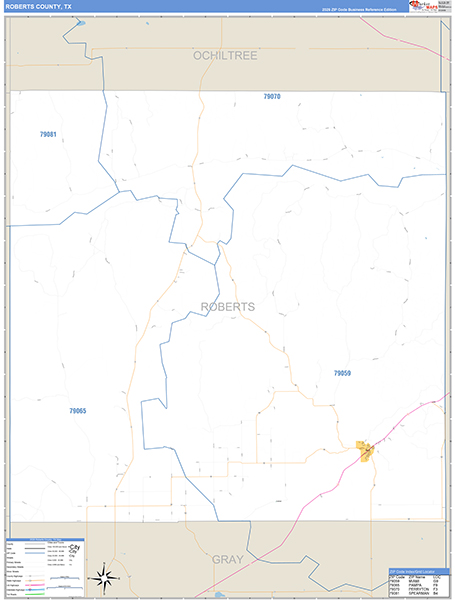 Roberts County, TX Zip Code Map