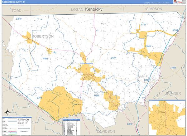 Robertson County, TN Zip Code Map