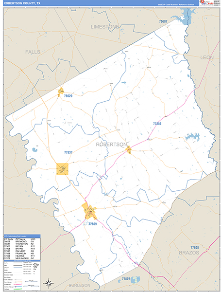 Robertson County, TX Zip Code Map