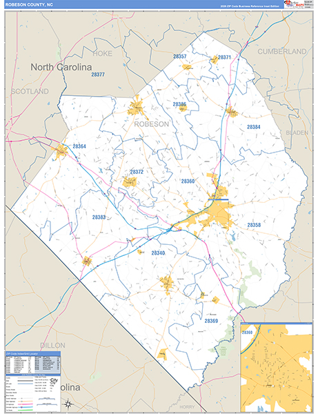 Robeson County, NC Zip Code Map