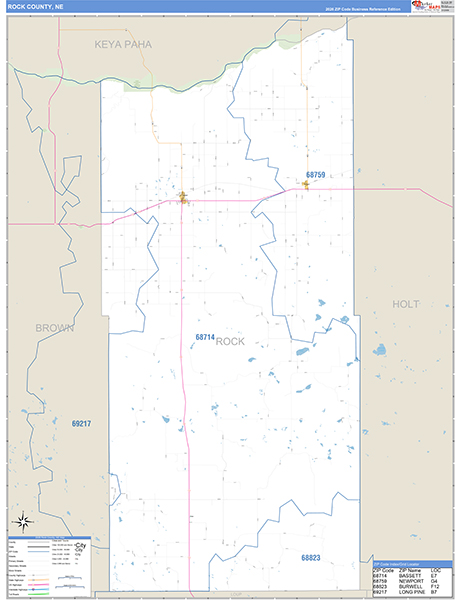 Rock County, NE Zip Code Map