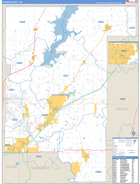 Rogers County, OK Carrier Route Wall Map