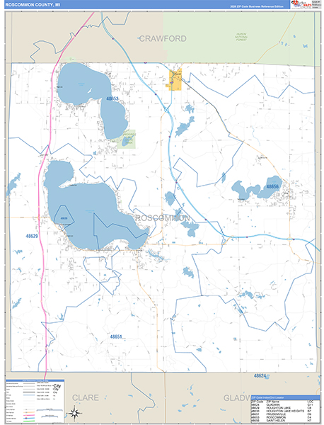 Roscommon County, MI Zip Code Map