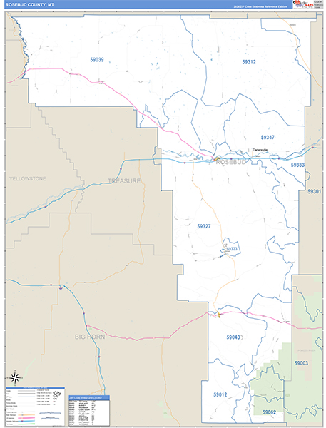 Rosebud County, MT Zip Code Wall Map