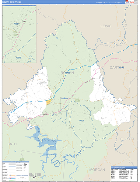 Rowan County, KY Zip Code Map