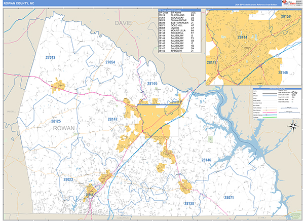 Rowan County, NC Zip Code Map