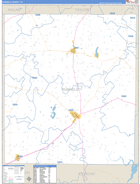 Runnels County, TX Zip Code Map
