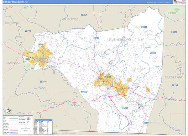 Rutherford County, NC Zip Code Map