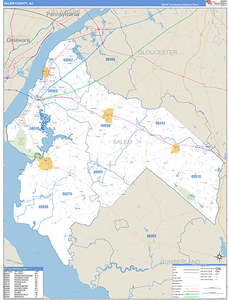 Salem County, NJ Zip Code Map