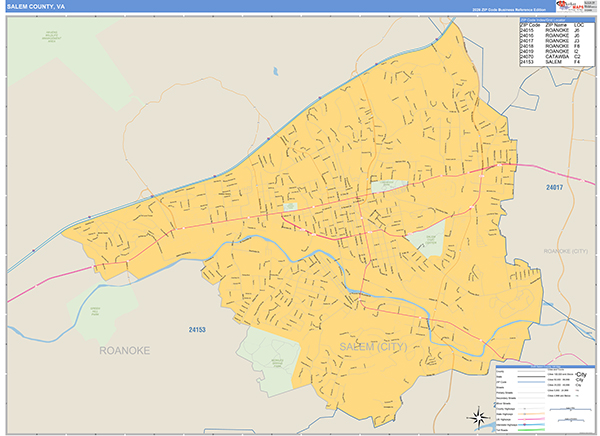 Salem County, VA Zip Code Map