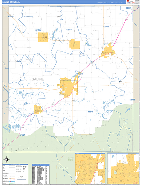 Saline County, IL Zip Code Map