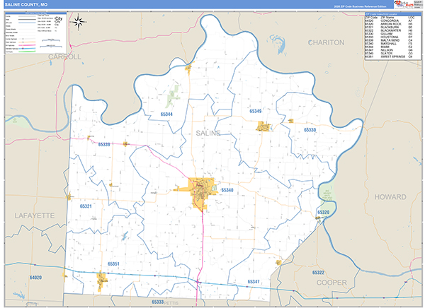Saline County, MO Map Basic Style