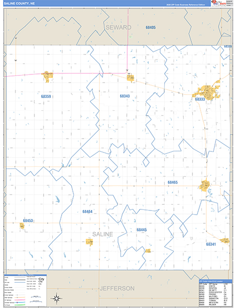Saline County, NE Zip Code Map
