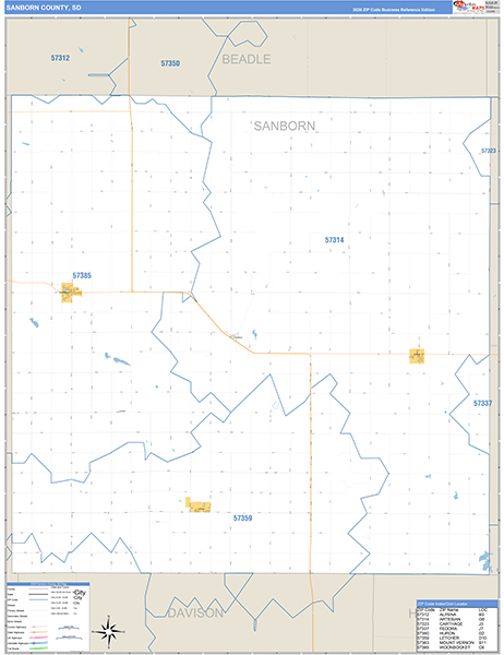 Sanborn County, SD Zip Code Map