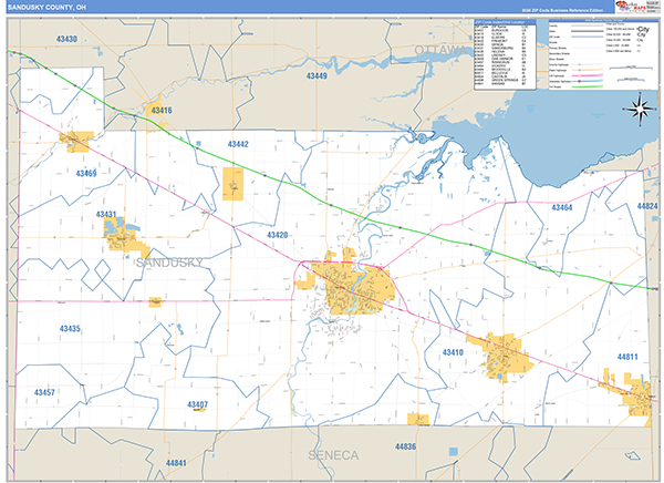 Sandusky County, OH Zip Code Map